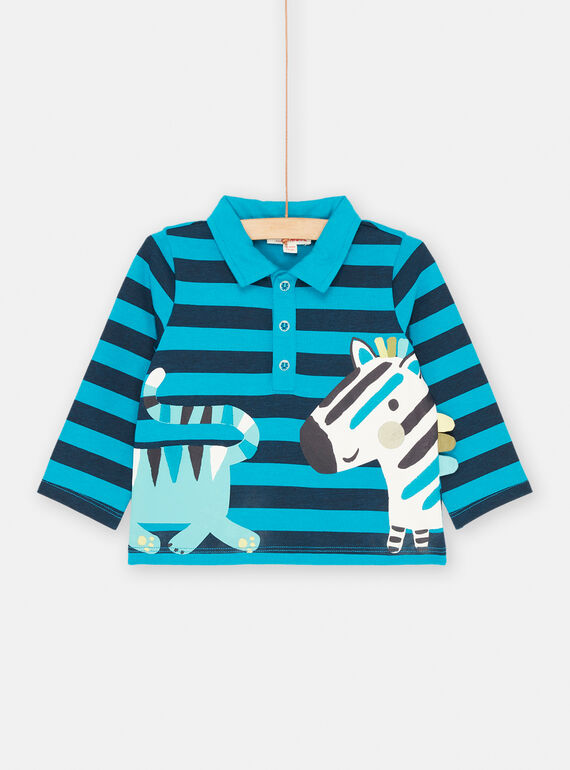 Polo azul con estampado de rayas para bebé niño SUDUPOL / 23WG10P1POLC235