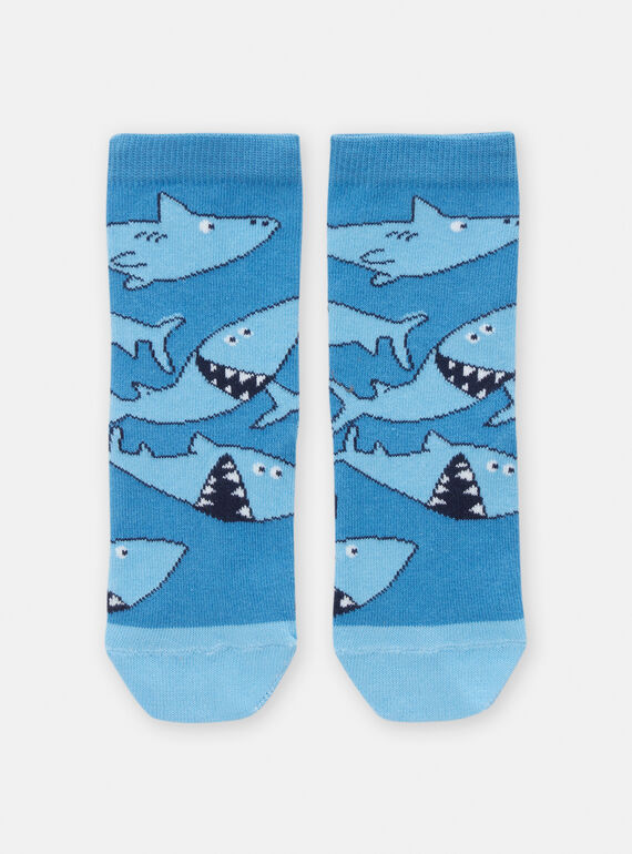 Calcetines de color azul horizonte con estampado de tiburón para niño TYOJOCHO8 / 24SI0283SOQ216