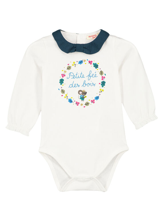 Body con cuello de color crudo para niña recién nacida GITUBODY / 19WG09Q1BOD001