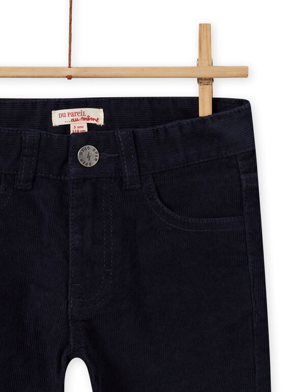 Pantalón liso de pana de color azul noche para niño MOJOPAVEL4 / 21W90211PAN705