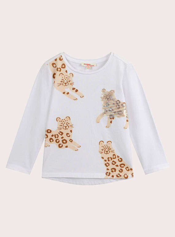 Camiseta de niña con estampado de leopardo color crudo VAJOYTEE3 / 24W901G2TML001