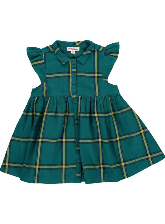 Baby girls' checked short-sleeved dress DIVEROB4 / 18WG0972ROB099