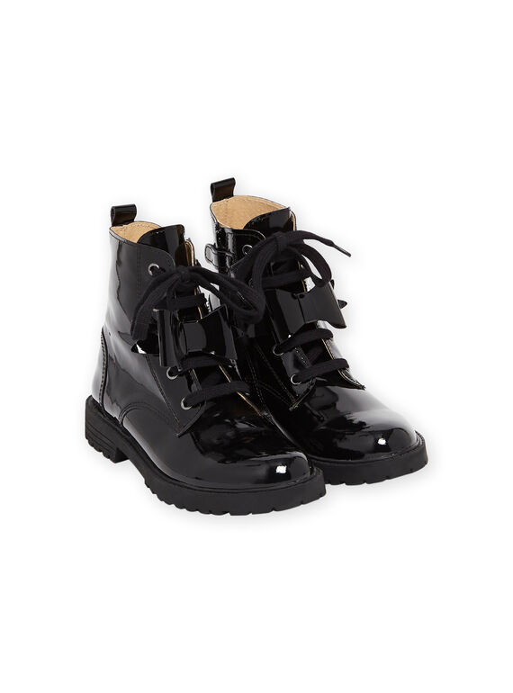 Boots altos negro de charol con detalle de lazo para niña MABOOTNOEUD / 21XK3553D0D090