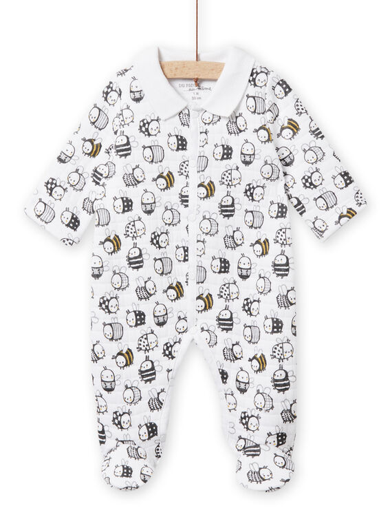 Pelele blanco con estampado de abeja y mariquita para niño recién nacido NOU1GRE5 / 22SF0442GRE000