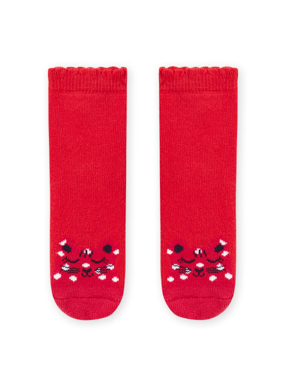 Calcetines de color rojo con estampado de leopardo para bebé niña MYIJOSOQB1 / 21WI0911SOQ511