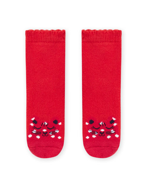 Calcetines de color rojo con estampado de leopardo para bebé niña MYIJOSOQB1 / 21WI0911SOQ511