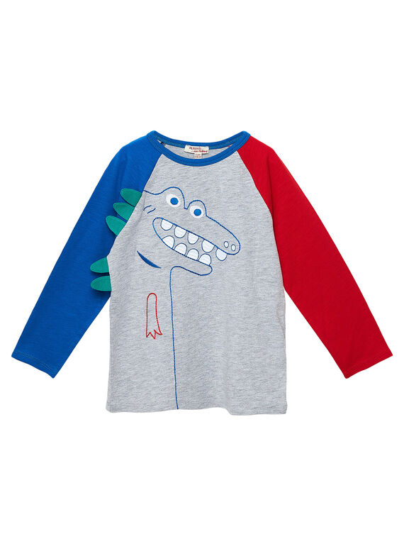 Camiseta de manga larga color block raglán con dinosaurio bordado para niño JOGRATEE2 / 20S902E1TMLJ920