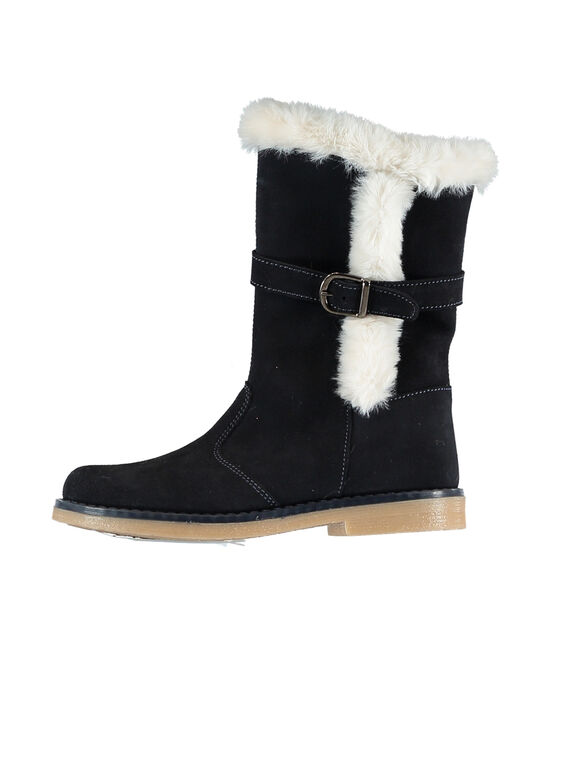 Botas invernales de piel de serraje de color azul marino para niña GFBOTTERINE / 19WK35Y3D10070