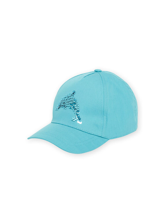 Gorra azul con estampado de delfín de lentejuelas para niña NYACAP3 / 22SI01C2CHA204