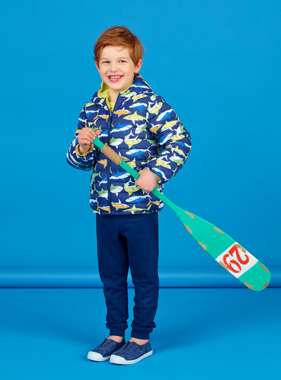 Cazadora reversible con capucha de color amarillo y azul para niño LOGROBLOU2 / 21S902R4BLO070