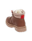 Boots de piel forrados de color marrón con cordones para niño MOBOOTMONT / 21XK3681D0D802