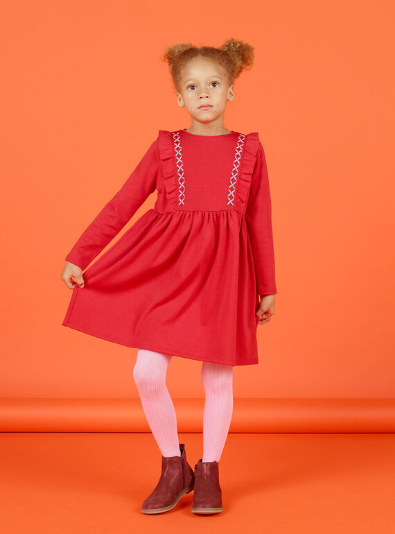 Vestido milano de manga larga avolantado para niña MACOMROB3 / 21W901L2ROB408