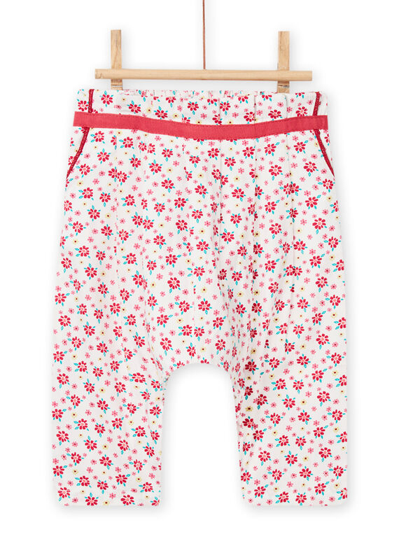 Pantalón crudo y rojo para bebé niña NIFLAPAN / 22SG09R1PAN001