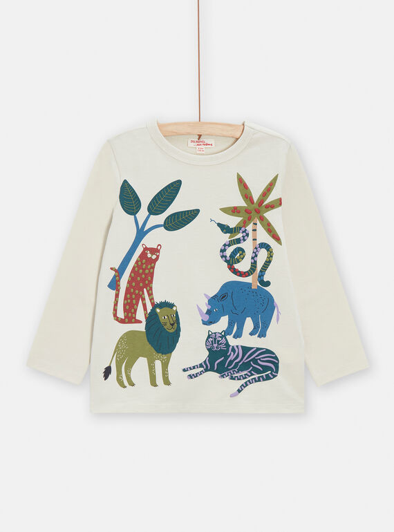 Camiseta color crudo con animación de jungla para niño VODATEE3 / 24W90222TML810
