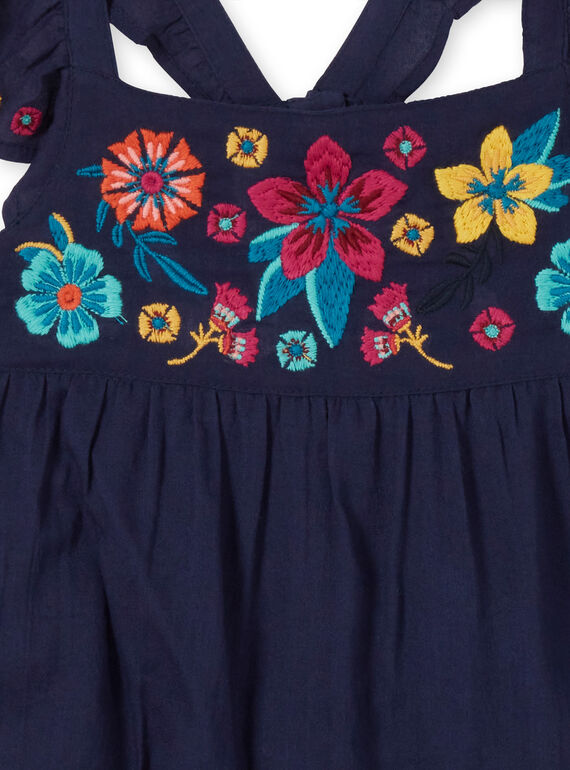 Vestido de color azul marino con estampado floral para niña LAMUMROB4 / 21S901Z2ROBC211