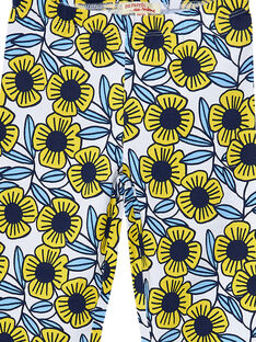 Leggings con flores de color azul y amarillo para niña JYATROLEG2 / 20SI01F2CAL001