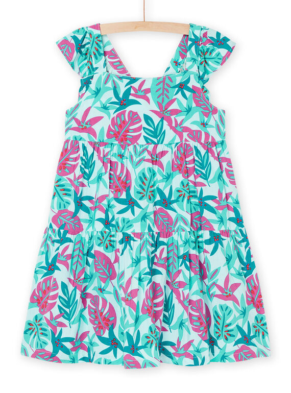 Vestido turquesa con estampado de hojas RAJOROB4 / 23S90191ROBC215