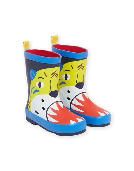 Botas de agua azul marino con estampado de tigre para niño NOPLUITIGER / 22KK3662D0C070