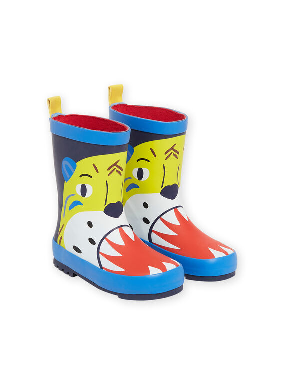 Botas de agua azul marino con estampado de tigre para niño NOPLUITIGER / 22KK3662D0C070