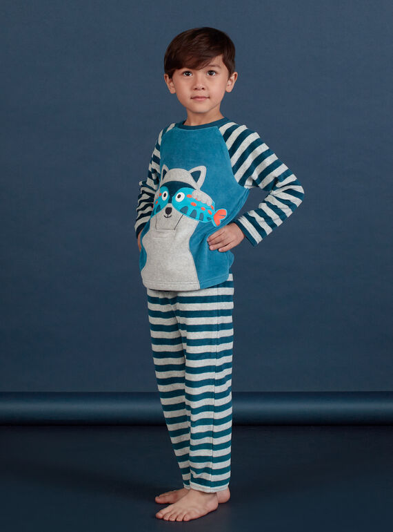 Pijama gris con estampado de mapache para niño MEGOPYJRAC / 21WH1286PYJC235