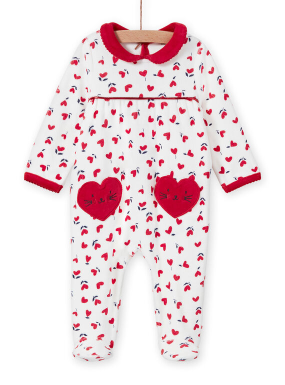 Pelele de color crudo con estampado de corazones para bebé niña MEFIGREMIX / 21WH1331GRE001