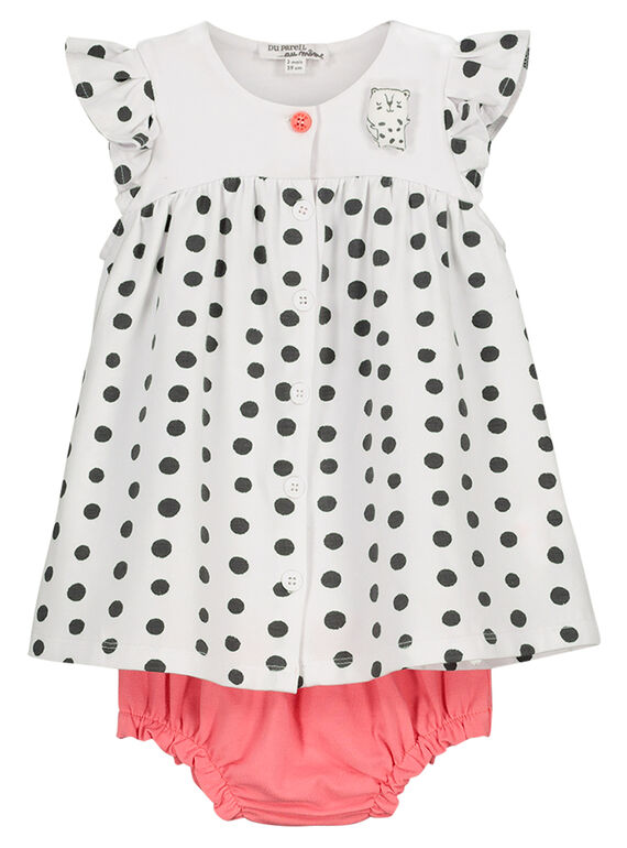 Conjunto de vestido y cubrepañal para bebé niña FOU2ROB / 19SF05J1ROB000
