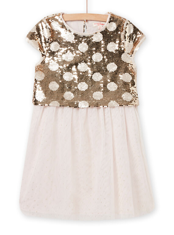 Vestido de oro dorado claro con lentejuelas reversibles para niña NASOROB3 / 22S901Q4ROBK008