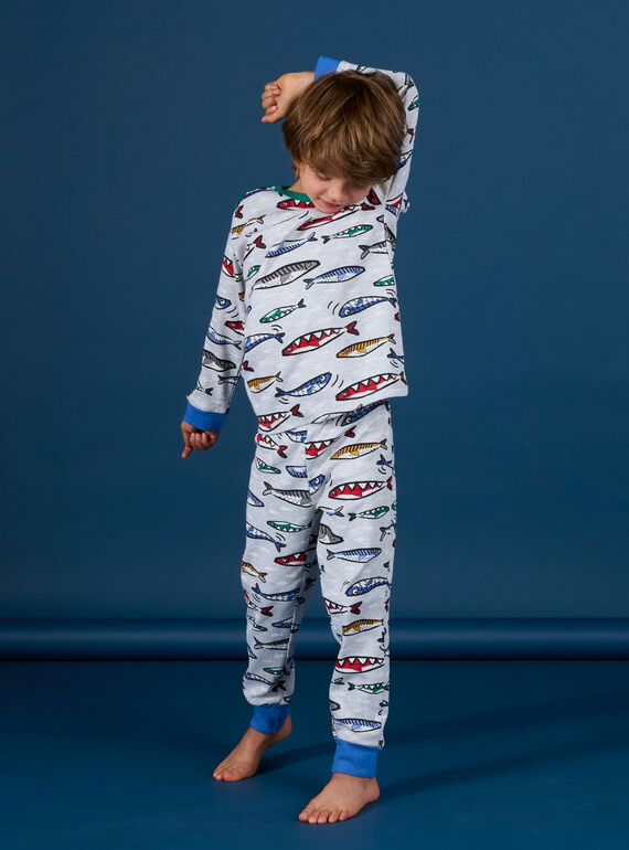 Pijama con estampado de sardinas fluorescentes PEGOPYJSAR / 22WH1223PYJJ922
