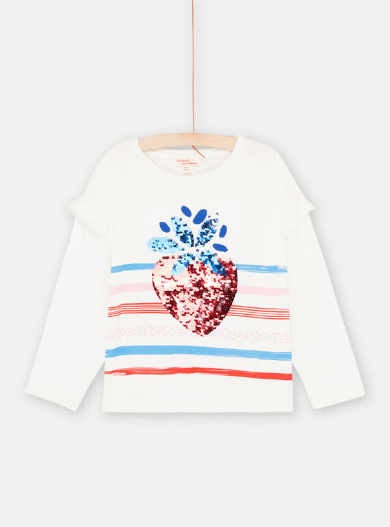 Camiseta de color crudo con lentejuelas reversibles para niña SAFORTEE3 / 23W901K4TML001