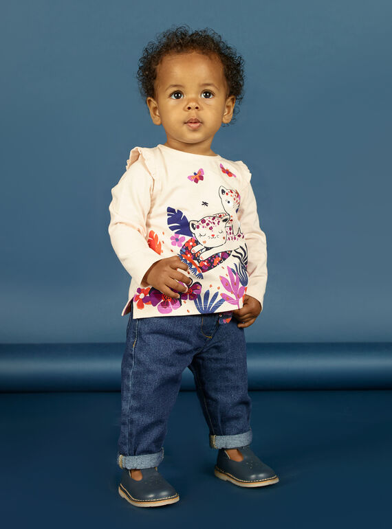 Camiseta de manga larga de color rosa pastel con estampado de tigres para bebé niña MIPATEE1 / 21WG09H4TMLD319