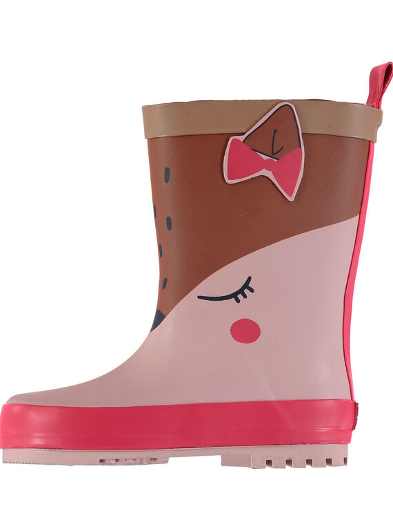 Botas de agua de color rosa con estampado de ciervo para bebé niña GBFBPJAU / 19WK37G2D0C030