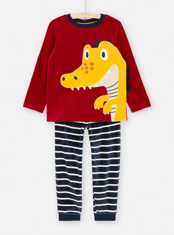 Pijama azul y burdeos con estampado de dinosaurio para niño SEGOPYJDIN / 23WH1245PYJF508