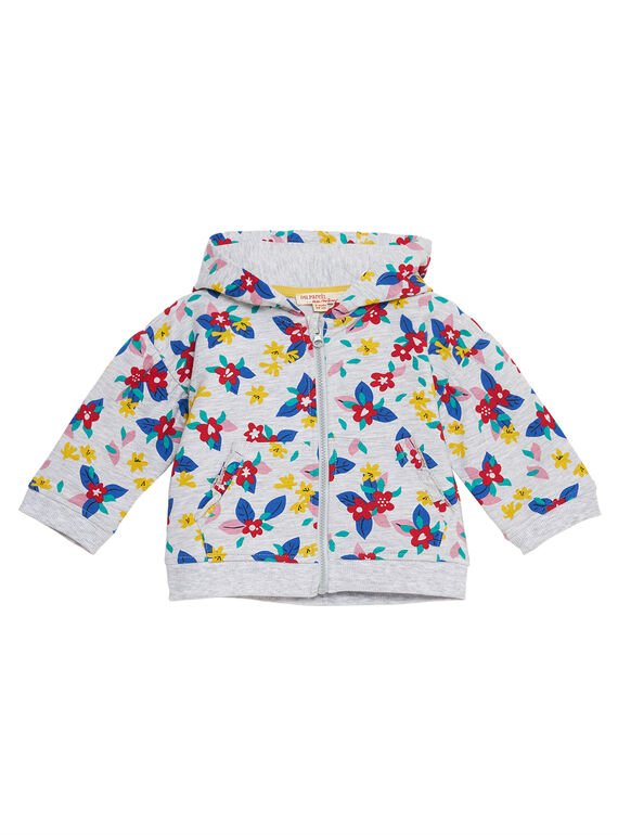 Sudadera de color gris jaspeado con estampado para niña recién nacida JITROHOJOG / 20SG09F1JGHJ920