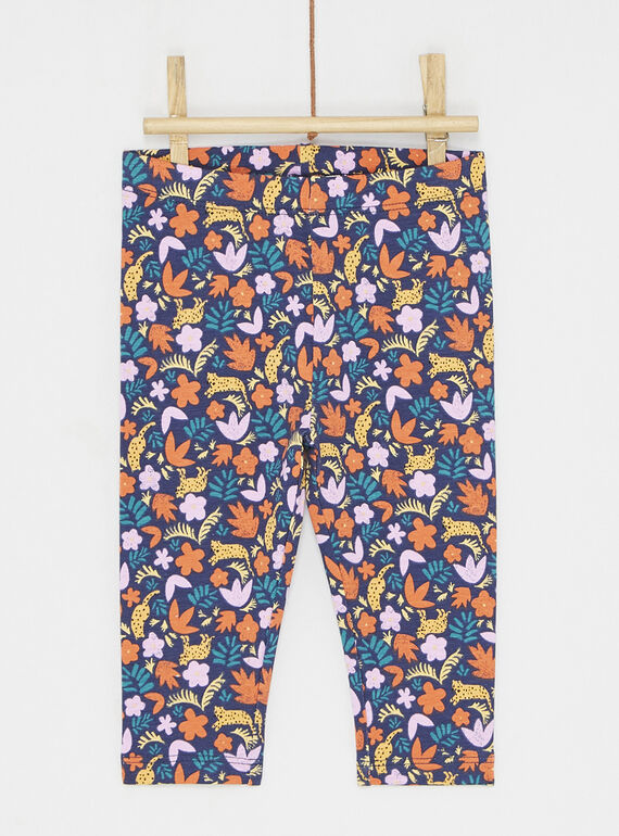 Leggings azul marino y naranja con estampado floral SYILINLEG / 23WI09H1CALJ912