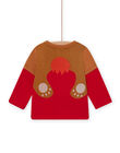Camiseta roja con bordados para bebé niño MUFUNTEE1 / 21WG10M2TMLF512