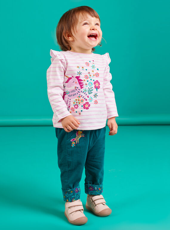 Pantalón reversible de color azul pato para bebé niña MITUPAN / 21WG09K1PAN714