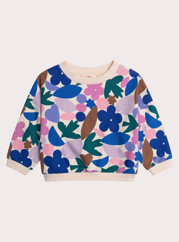 Sudadera beige con estampado gráfico para niña
