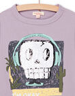 Sudadera de manga larga con dibujo de cabeza de esqueleto de lentejuelas mágicas de color violeta POKATEE3 / 22W902L2TML320