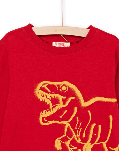 Camiseta roja de manga larga con estampado de dinosaurio POJOTEE1 / 22W902B4TML505