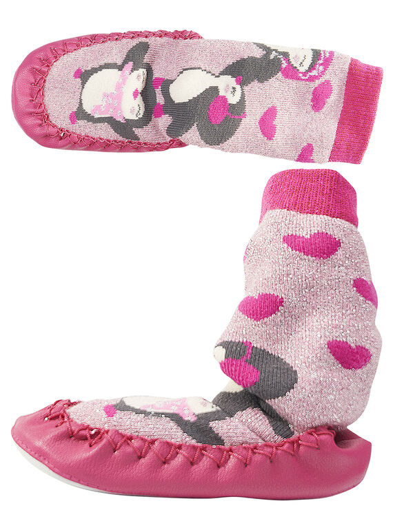 Patuco estilo calcetín de lúrex de color rosa para bebé niña GBFCCPING / 19WK37Z1D08030