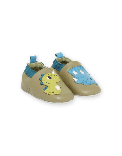 Patucos caqui con estampado de dinosaurios para bebé niño NUCHOSDINOS / 22KK3824D3S604