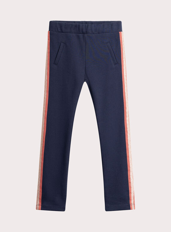 Legging azul marino con bandas de lurex para niña  VAJOMIL1 / 24W901H4PAN070