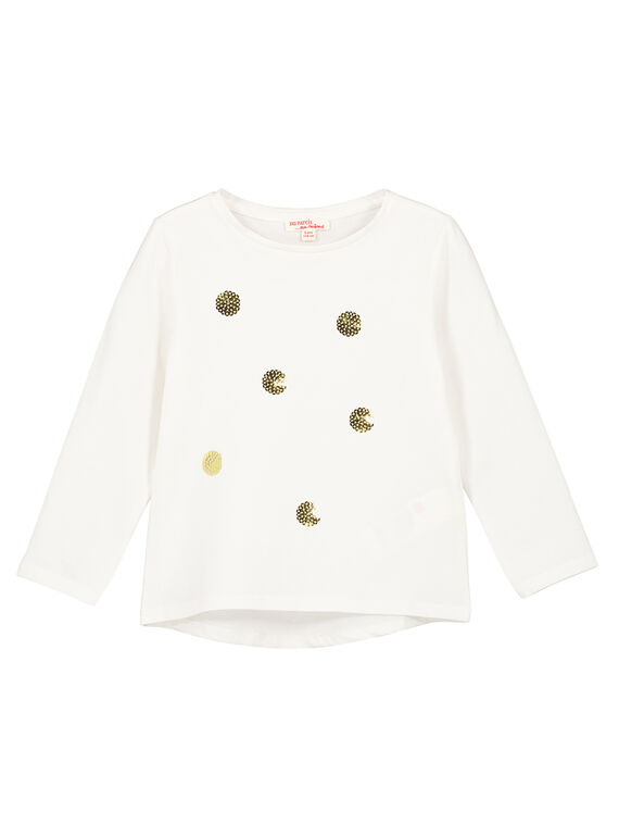 Camiseta de manga larga de color crudo con lentejuelas brillantes bordadas GAJOYTEE3 / 19W90132D32001