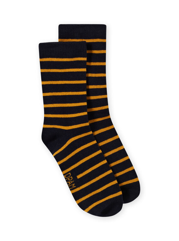 Calcetines de rayas de color azul marino y amarillo para niño MYOJOCHOR4 / 21WI0214SOQ113