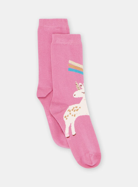 Calcetines rosas con estampado de unicornio para niña SYAVERCHO / 23WI01B2SOQ030