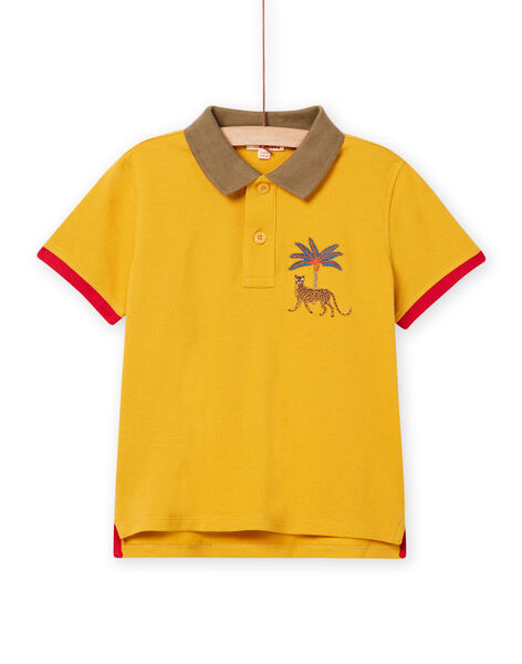Polo amarillo con estampado de leopardo y palmera bordada para niño NOFLAPOL / 22S902R1POLB114