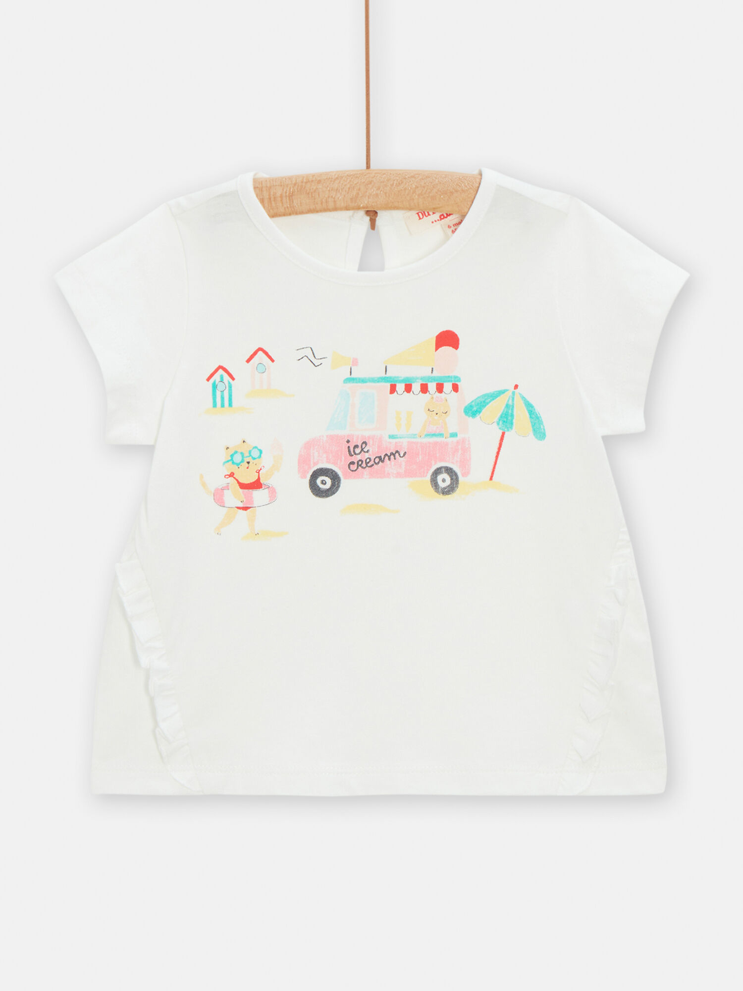 Camiseta de color crudo con estampado de playa para bebe nina comprar online Camisetas y blusas DPAM