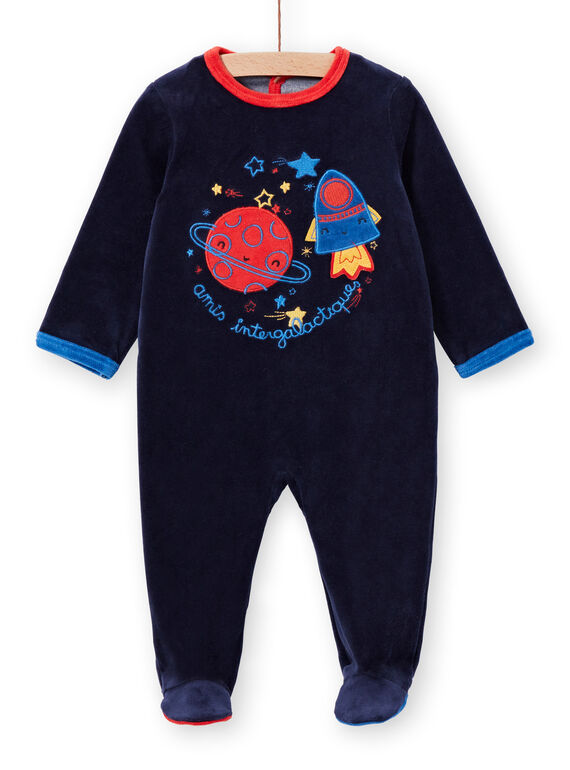 Pelele de terciopelo azul con estampado de espacio para bebé niño LEGAGRESPA / 21SH1452GRE713