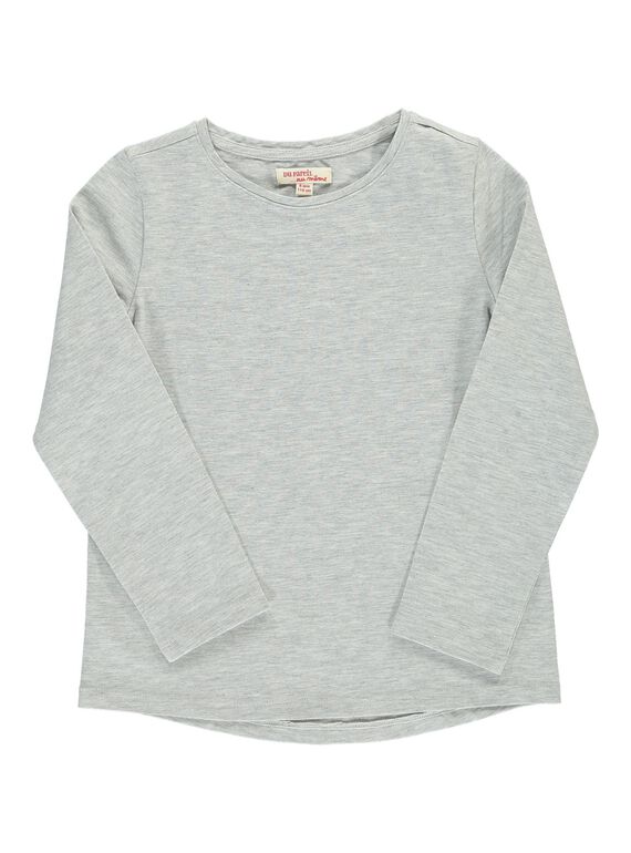 Girls' grey marl long-sleeved T-shirt DAJOUTEE4 / 18W9013FD32943
