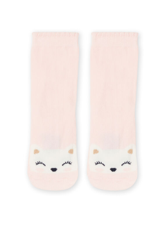 Calcetines de color rosa pastel con estampado de gato RYIJOSOQ7 / 23SI0971SOQ301